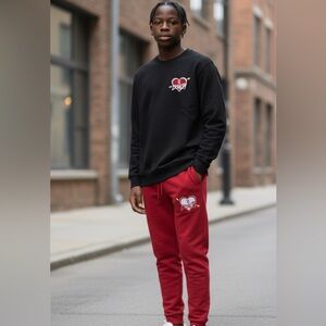 Black and Red Men's Jogger Set